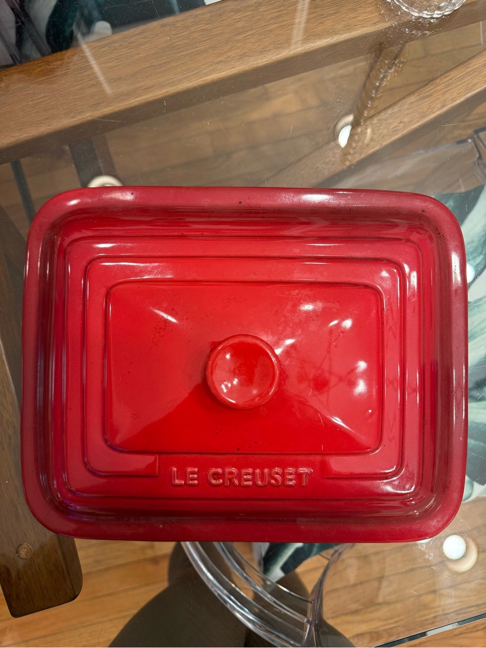 Le Creuset Red Rectangular Stoneware Dish/Lid only